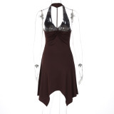 V Neck Backless Sleeveless Mini Dress LJSF-D6822311X