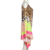 Leopard Printed Irregular Patchwork Mini Dress GZJQ-K6D17519A