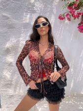 Mesh See Through Long Sleeve T Shirt BLG-T4416249K