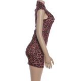 Leoaprd Printed Sleeveless Mini Dress XEF-K6D17038A