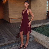 V Neck Backless Sleeveless Mini Dress LJSF-D6822311X
