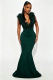 Deep V Neck Backless Evening Dress GADE-11112