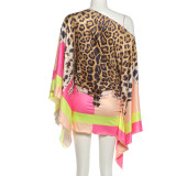 Leopard Printed Irregular Patchwork Mini Dress GZJQ-K6D17519A
