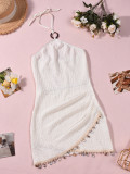 Solid Color Halterneck Mini Dress GFRT-33169DBY