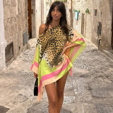 Leopard Printed Irregular Patchwork Mini Dress GZJQ-K6D17519A