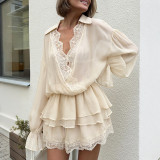 Lace Edge Patchwork Cake Dress XEF-K6D16454A