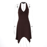 V Neck Backless Sleeveless Mini Dress LJSF-D6822311X