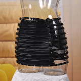 Hollow Out Rivet PU Leather Skirt GFRT-DZF3079XY