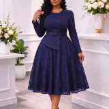 Plus Size Lace Patchwork Midi Dress GATE-649
