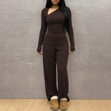 Long Sleeve Slash Neck Two Piece Pants Set LJSF-S6822401X