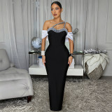 Beading Off Shoulder Split Evening Dress BY-7838