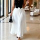 Plus Size Solid Color Press Pleated Long Skirts GATE-650
