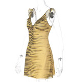 Printed Mesh Sleeveless Mini Dress LJSF-D6822392H