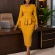 Plus Size V Neck Ruffles Midi Dress GATE-648