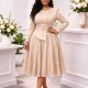 Plus Size Lace Patchwork Midi Dress GATE-649