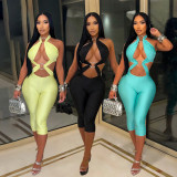 Solid Color Backless Seventh Jumpsuit CYA-902521