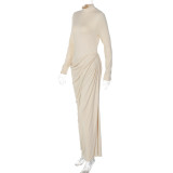 Long Sleeve Solid Color Maxi Dress BLG-D5920090A