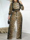Leopard Printed Long Sleeve Two Piece Pants Set HNIF-TY023