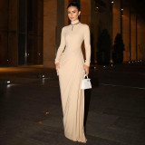 Long Sleeve Solid Color Maxi Dress BLG-D5920090A
