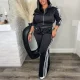 Stripe Patchwork Long Sleeve Sport Pants Suit HNIF-YF024