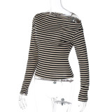 Stripe Long Sleeve T Shirt BLG-T5820036A