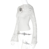 Lace Patchwork See Through Top BLG-T5C20723A