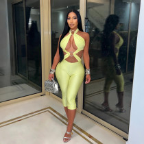 Solid Color Backless Seventh Jumpsuit CYA-902521