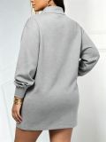 V Neck Long Sleeve Sweatshirt Dress HNIF-TY026