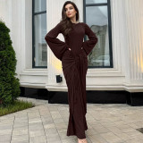 Long Sleeve Ruched Slim Maxi Dress BLG-D5819792A