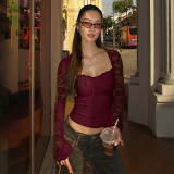 Lace Patchwork See Through Top BLG-T5C20723A