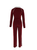 Contrast Color Lapel Stripe Two Piece Pants Set HNIF-MC013