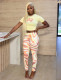 Hot Drill Printed Short Sleeve Two Piece Pants Set GFCF-1594