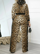 Leopard Printed Long Sleeve Two Piece Pants Set HNIF-TY023