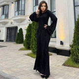 Long Sleeve Ruched Slim Maxi Dress BLG-D5819792A