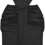 Sleeveless Solid Color Backless Maxi Dress BY-7812