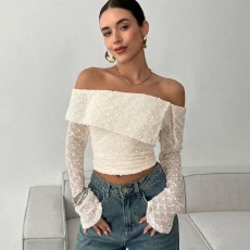 Off Shoulder Long Sleeve T Shirts BLG-T5C20914K