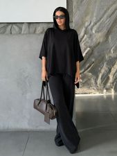 Loose Long Sleeve Hooded Top Pants Suit HNIF-MC019