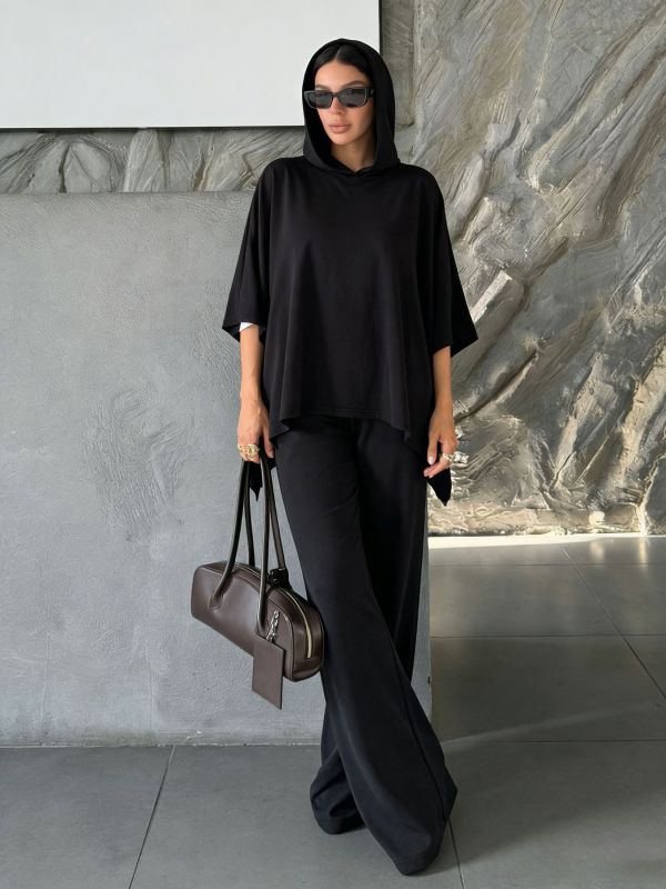 Loose Long Sleeve Hooded Top Pants Suit HNIF-MC019