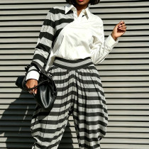Contrast Color Stripe Two Piece Pants Set GQLK-6603