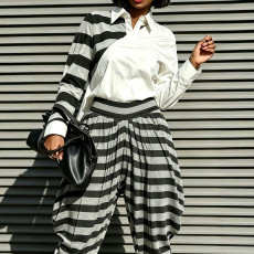 Contrast Color Stripe Two Piece Pants Set GQLK-6603