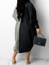 Loose Contrast Color Drawstring Shirt Dress HNIF-YF006