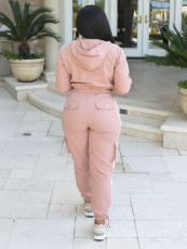 Long Sleeve Zipper Hooded Casual Pants Suit HNIF-MC009
