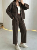 Solid Color Long Sleeve Two Piece Pants Set MIL-L418