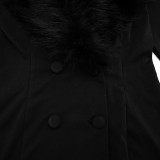 Solid Color Fur Neck Long Sleeve Mini Dress MXBF-Q26DS220