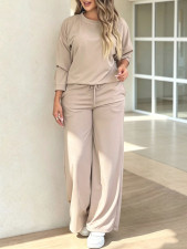 Solid Color Long Sleeve Pants 2 Piece Set MIL-L422