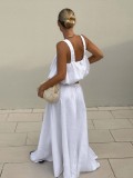 Solid Color Sleeveless Ruched Two Piece Skirts Set GXBQ-K6S06355A