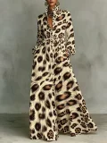 Plus Size Retro Print Loose Long Sleeve Maxi Dress GQLK-KG-6697