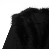 Solid Color Fur Neck Long Sleeve Mini Dress MXBF-Q26DS220