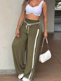 Stripe Drawstring Wide Leg Pants MIL-L426