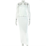 Solid Color Halterneck Backless Maxi Dress GJYO-JD305672